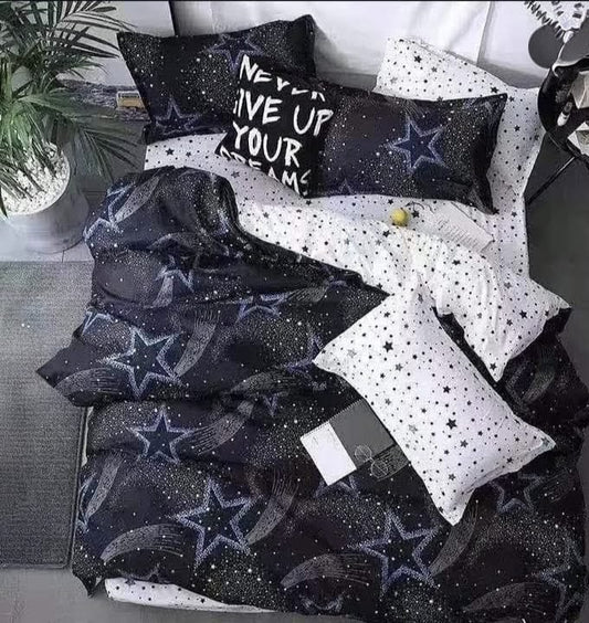 Duvet cover set with bedsheet and two pillowcases available in 5x6 and 6x6 sizes