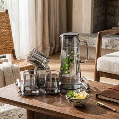 Borosilicate Glass Jug Set 1.8L Pitcher with 4 Glasses