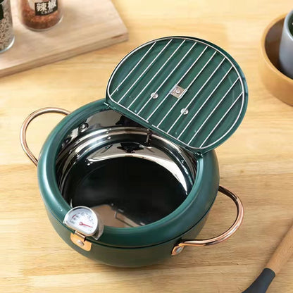 Nordic Green 3.4L Frying Pot with Thermometer and Grill