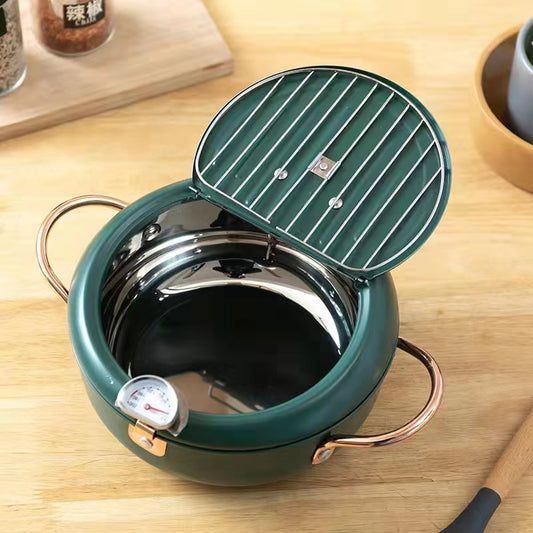 Nordic Green 3.4L Frying Pot with Thermometer and Grill