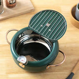 Frying Pot With Thermometer And Oil Drain Grill