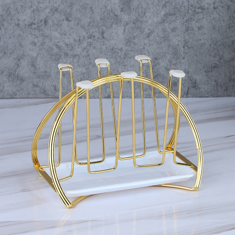 Glass Water Cup Rack With Spin Drainboard