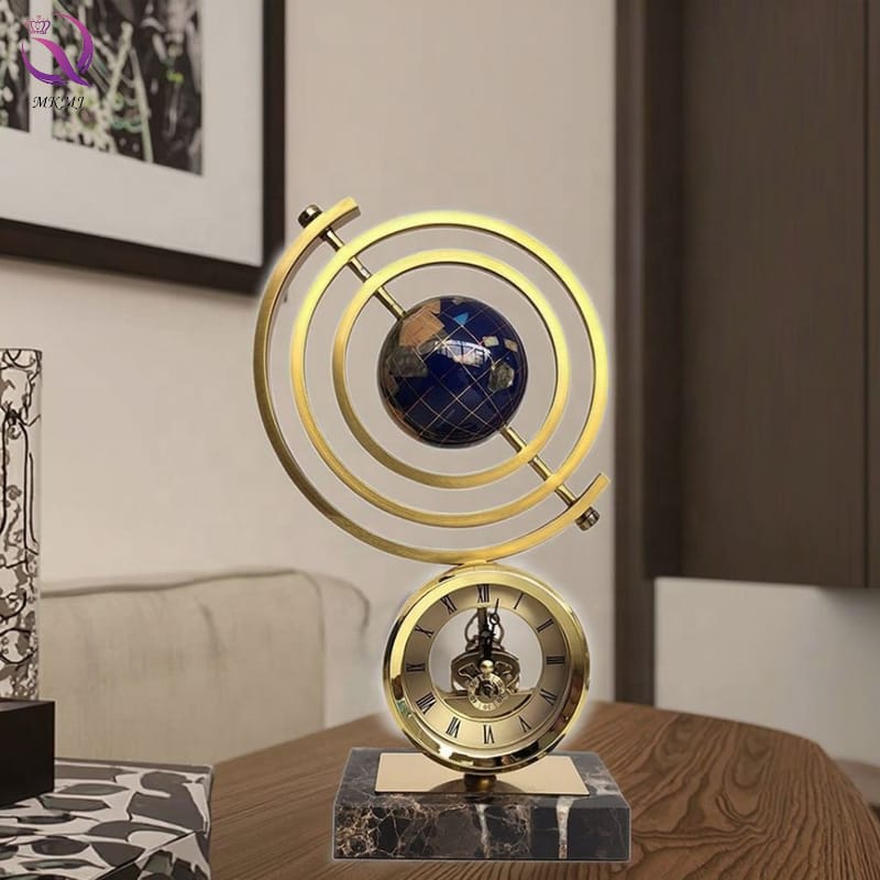Marble Base Clock Globe Décor
