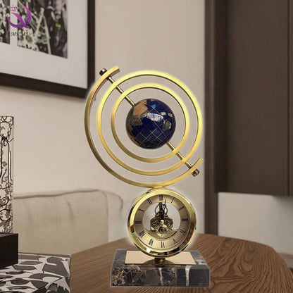 Marble Base Clock Globe Décor