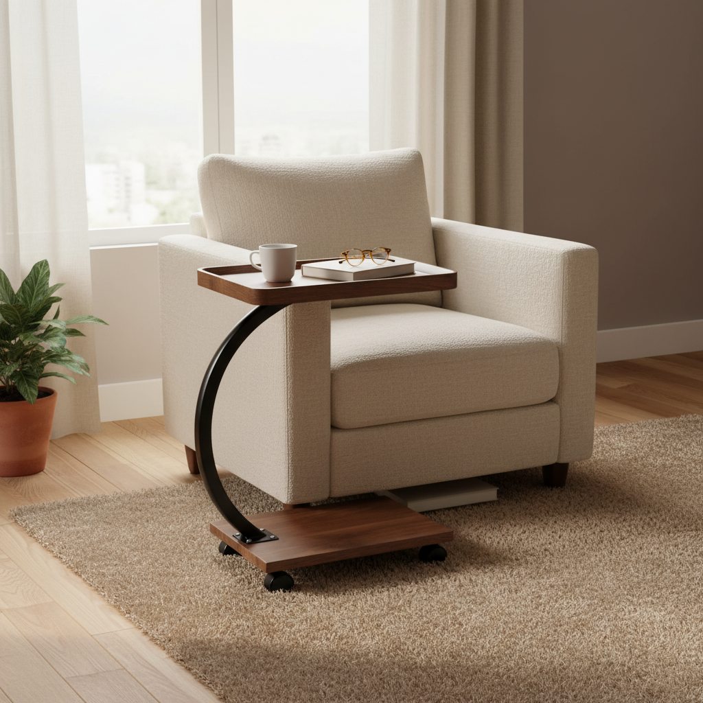Adjustable C-Shaped Side Table Stool