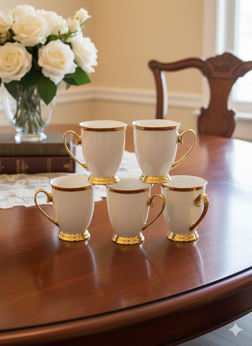 Porcelain Gold Ring Shapely Cup