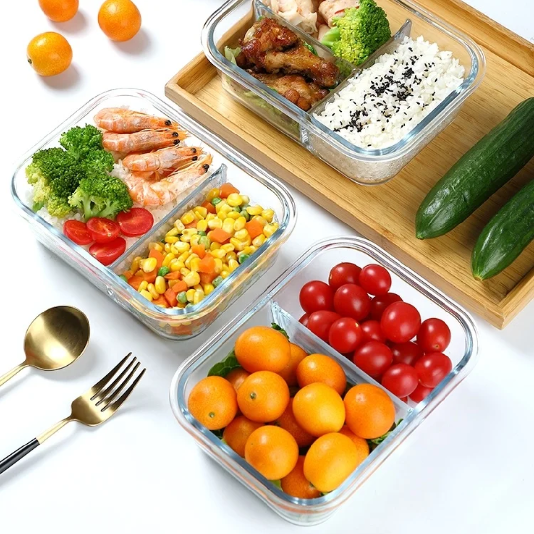 2 Grid Microwave Glass Lunch Box