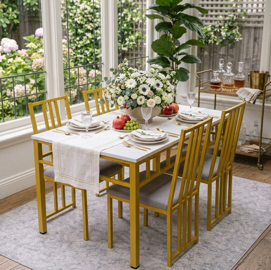 Modern Lex 4-seater dining table set with matching chairs.
