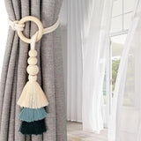 2pcs Wooden Bead Tassel Curtain Tiebacks