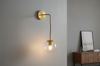 Golden Accent Fixture With Clear Glass & Curved Arm-PL 1163-01-GO