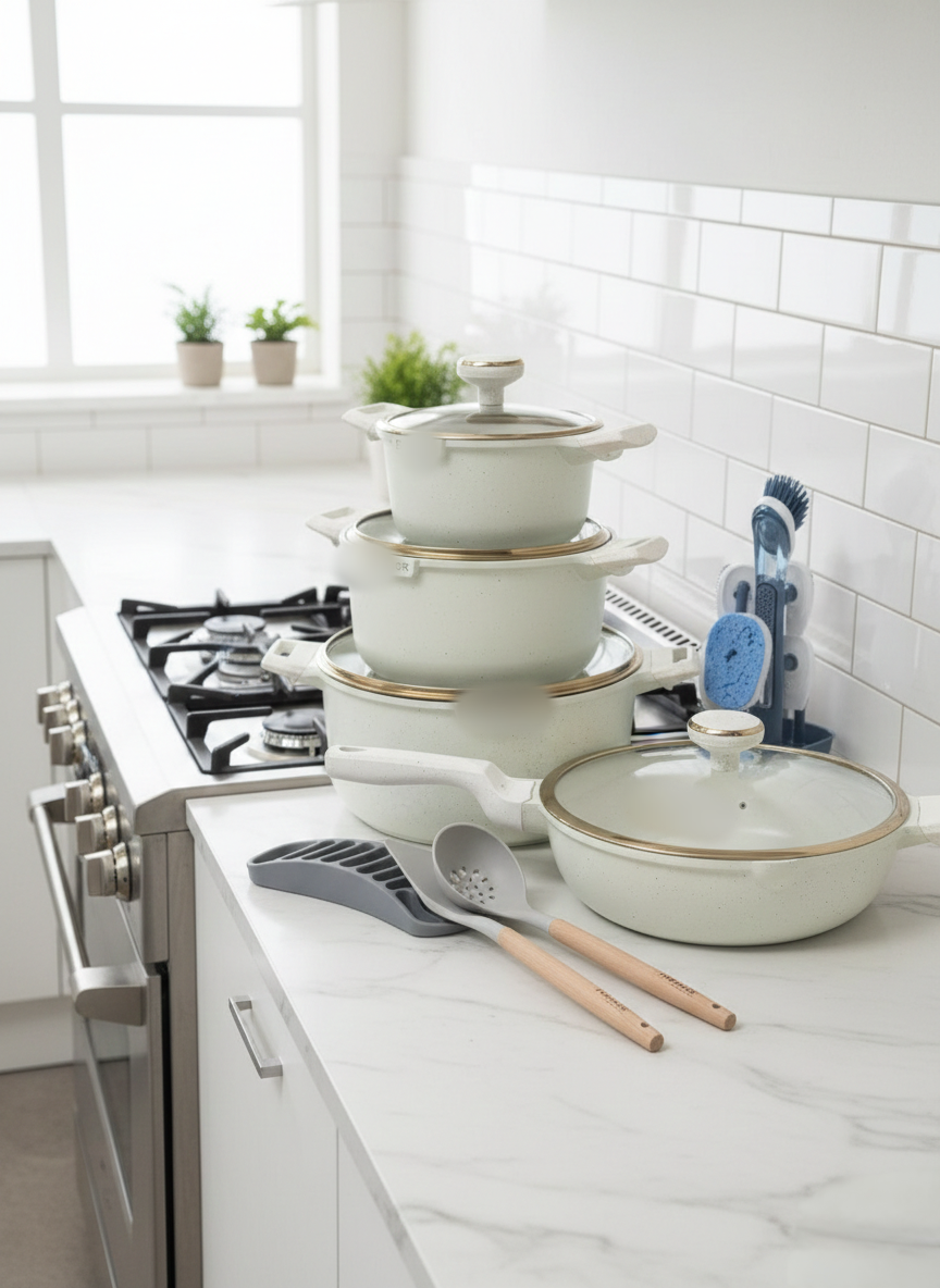12Pcs Granite Non-Stick Cookware Set