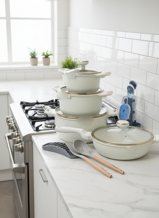 12Pcs Granite Non-Stick Cookware Set