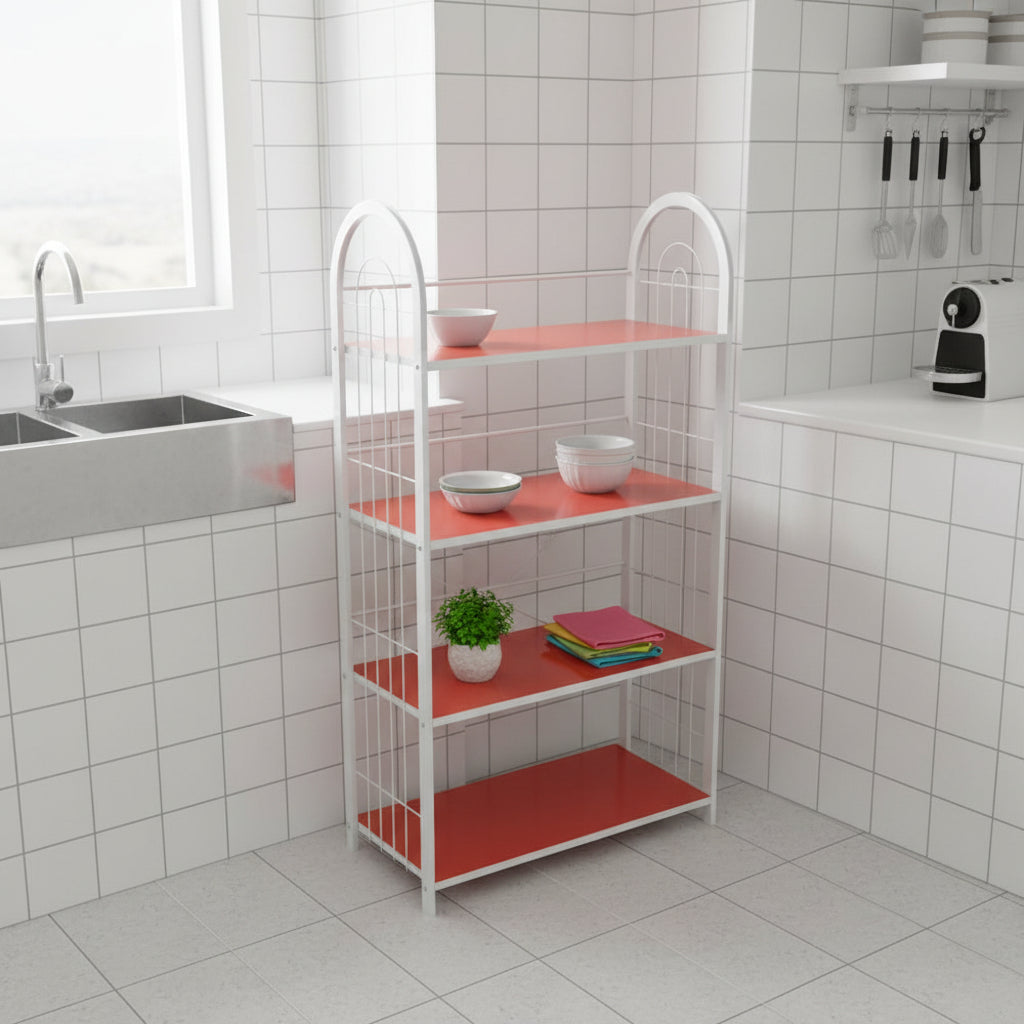 4-Tier Metal Storage Rack With Arched Frame 50×35×104cm