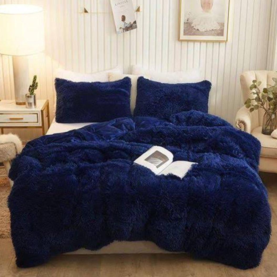 6pcs plush fluffy duvet set 6x7 with bedsheet and pillowcases, ultra soft cozy bedding set.