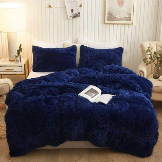6pcs plush fluffy duvet set 6x7 with bedsheet and pillowcases, ultra soft cozy bedding set.
