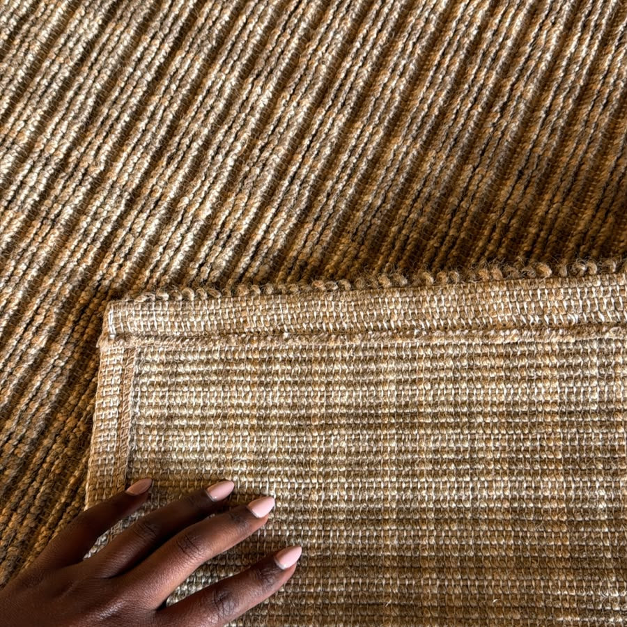 Timeless Woven Ribbed Corridor Runner Rug - Natural Beige Horizontal Rib  KBLOOM04 #T03
