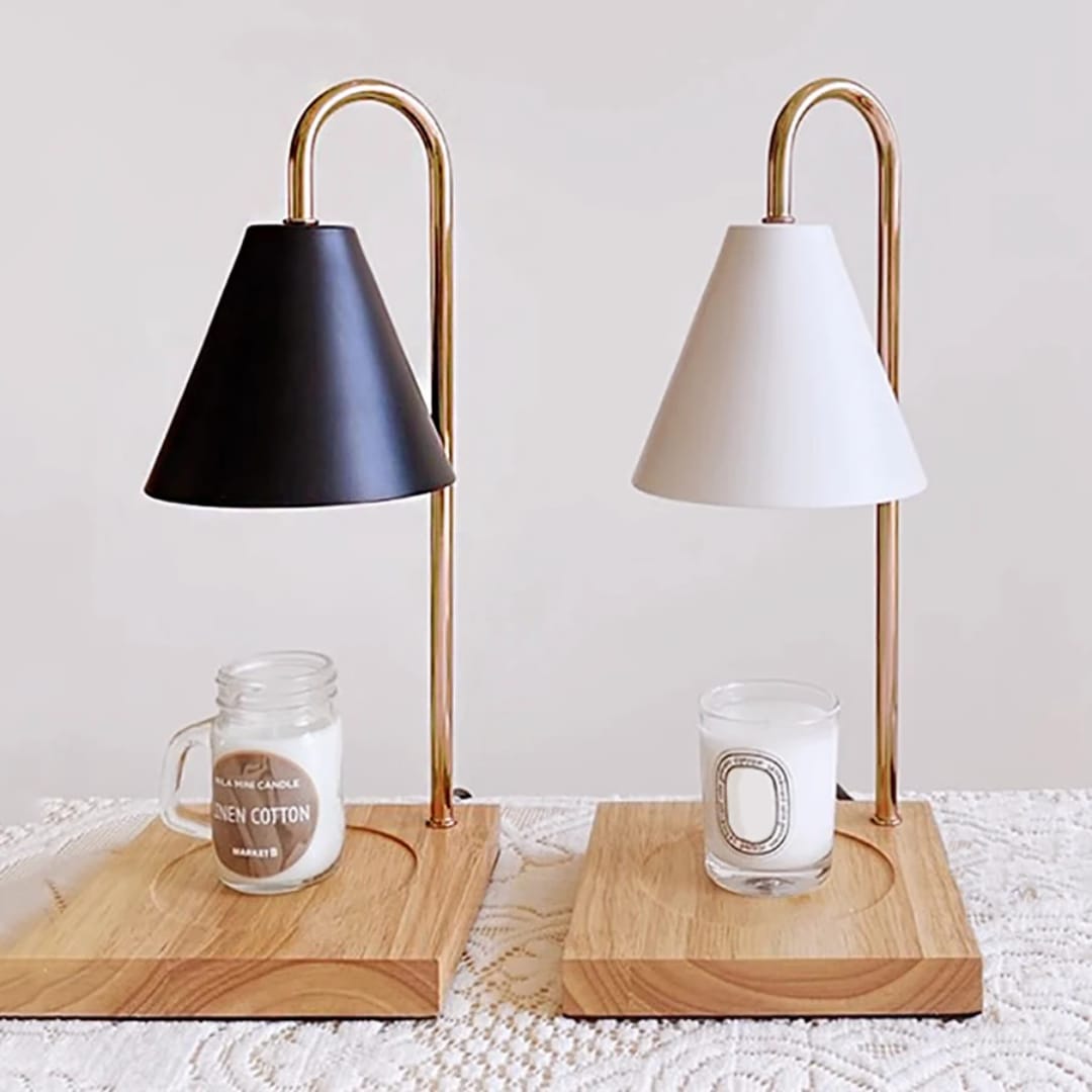 Electric candle warmer with 2 bulbs, available in black and white.
