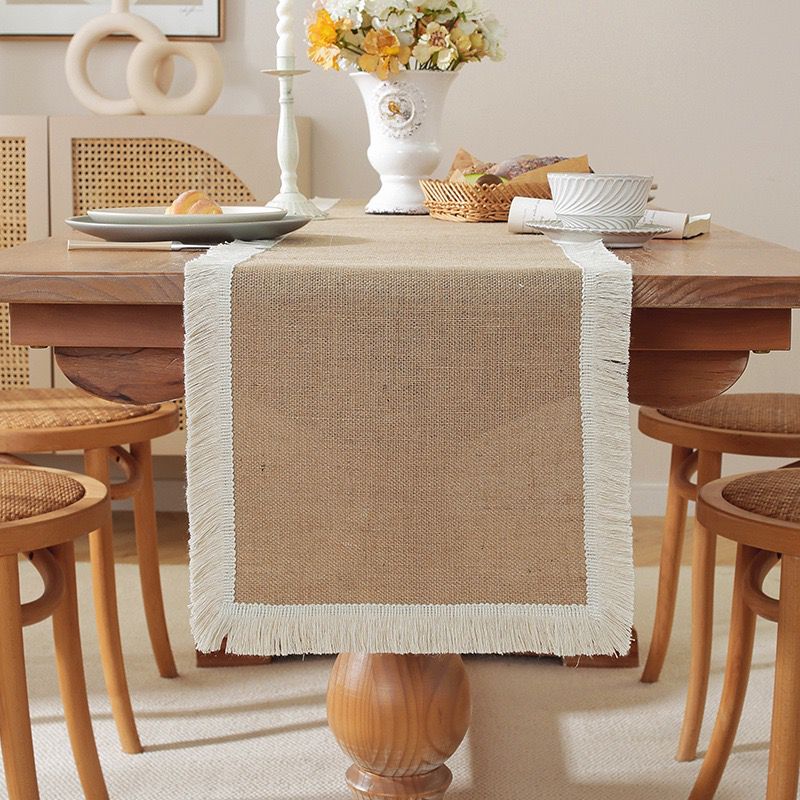 Natural Burlap Linen Woven Table Runner 30 × 275 cm