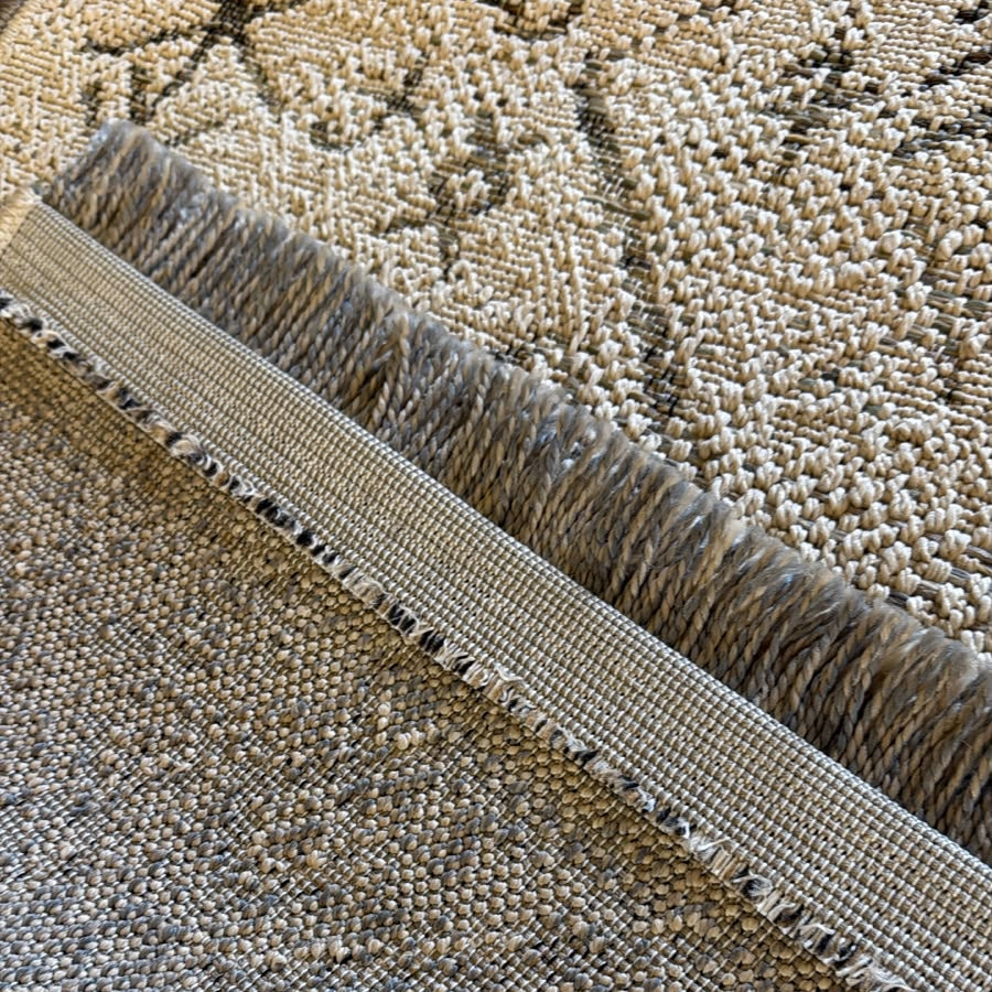Oriental Weavers Kemet Moroccan Tribal Corridor Runner Rug - Beige Black Berber Symbols with Fringe KBORIE229 #5