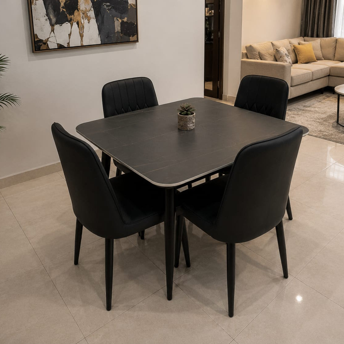 4 Seater Dining Table Set With 4 Chairs