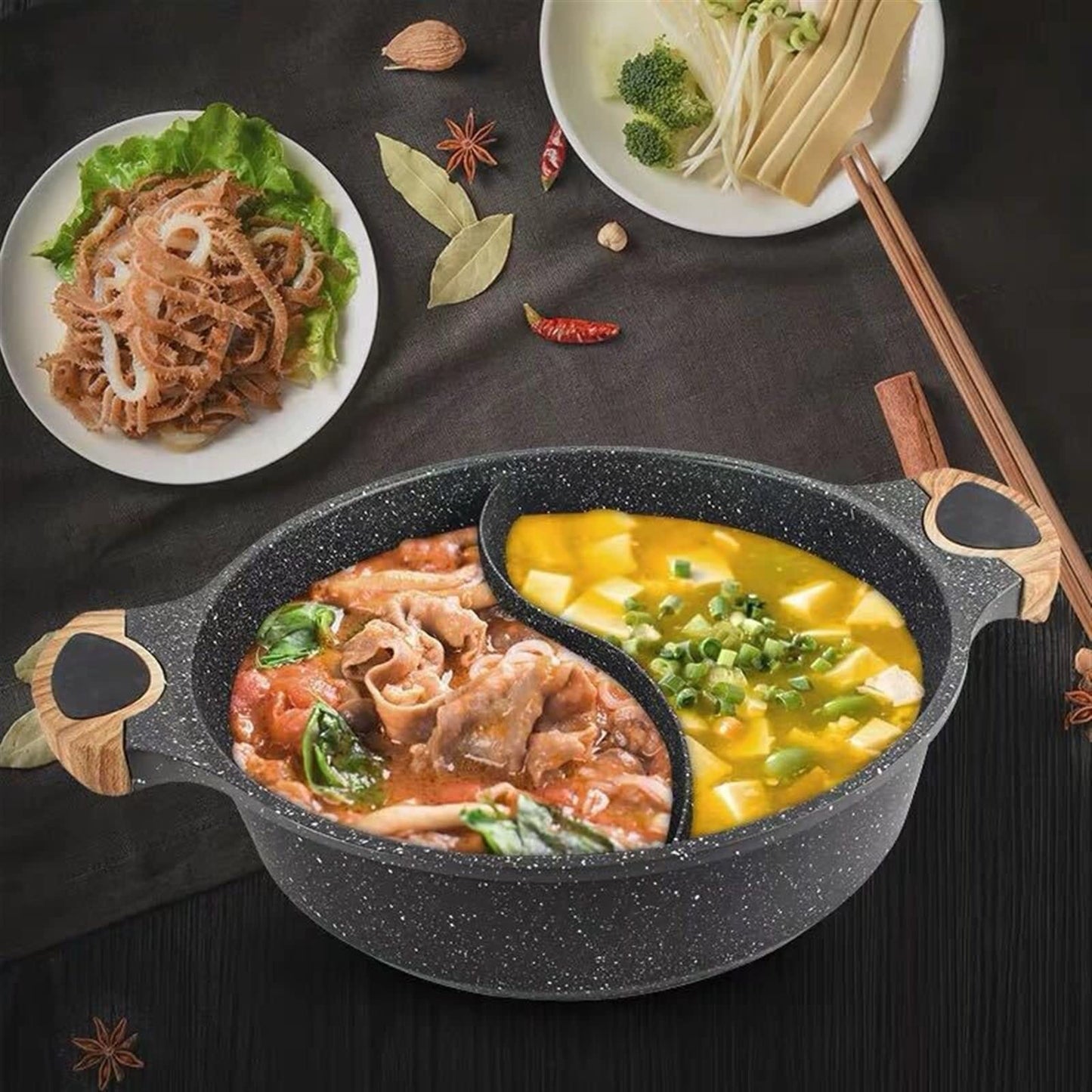 Granite Partitioned Cooking Pot