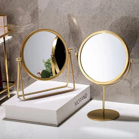 Vintage desktop makeup mirror in black and gold, elegant vanity mirror for dressing table use