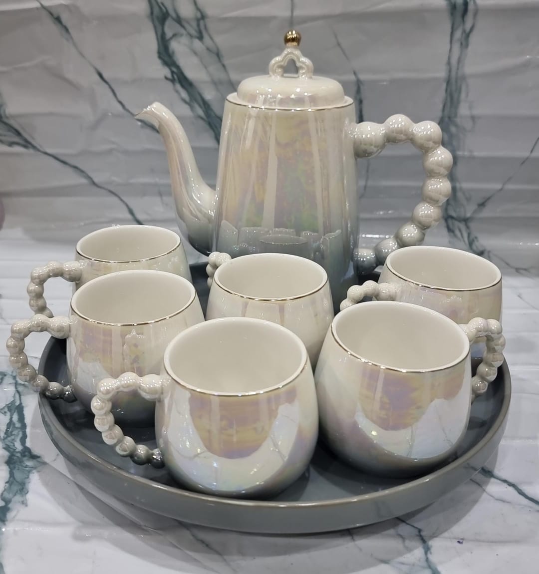 8-Piece Rotating Tray Tea Set