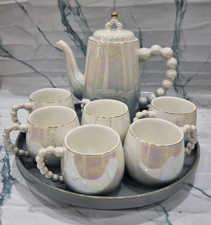 8-Piece Rotating Tray Tea Set