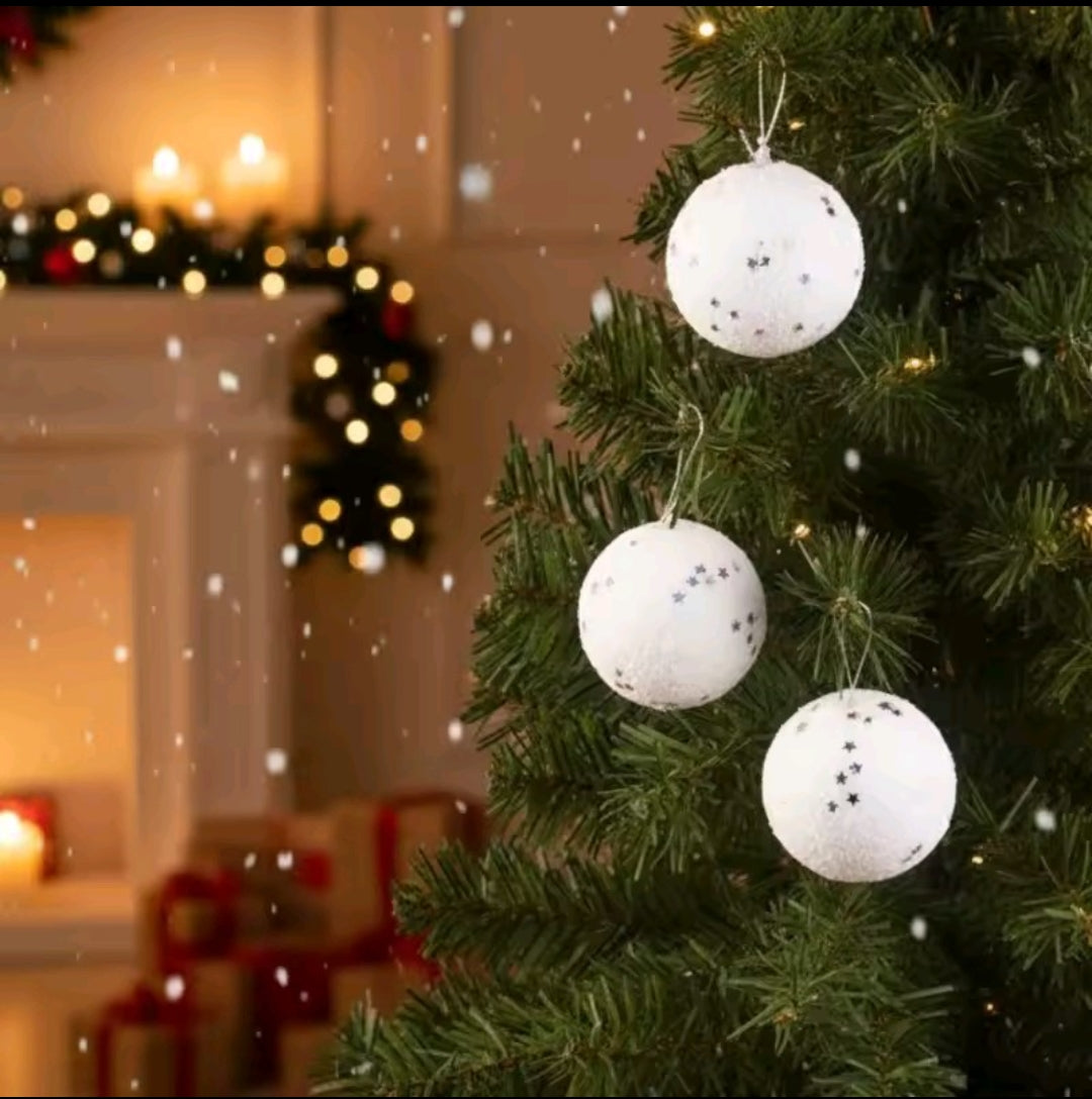 6Pcs Snow White Decorative Balls