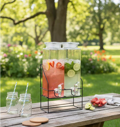 2.2L 2-Pack Glass Beverage Dispenser Set