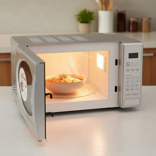 Silver Ramtons 20 liter microwave and grill with speed defrost and multiple power levels