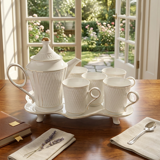 Elegant 8 piece tea set for serving tea