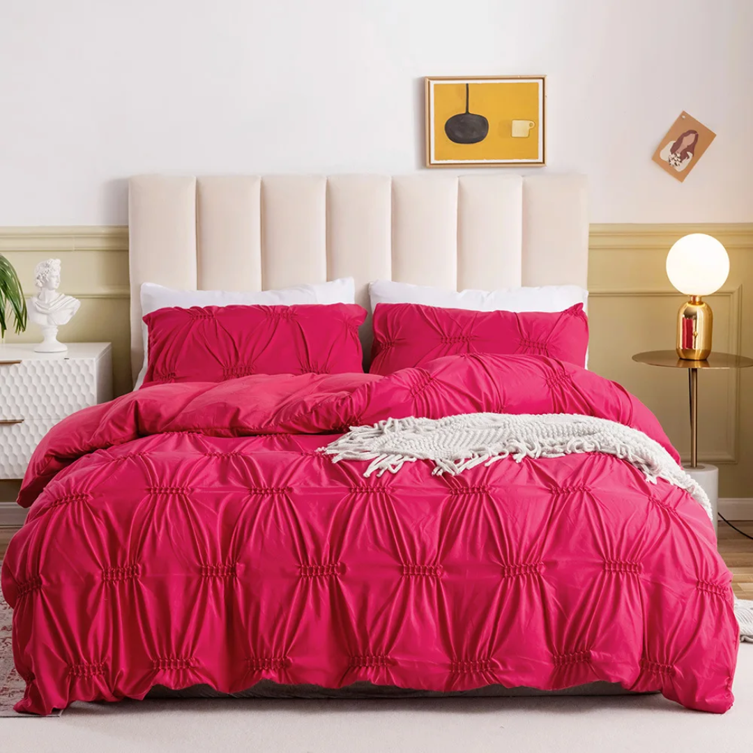 3Pcs Double Pinch Pleat Duvet Cover Set
