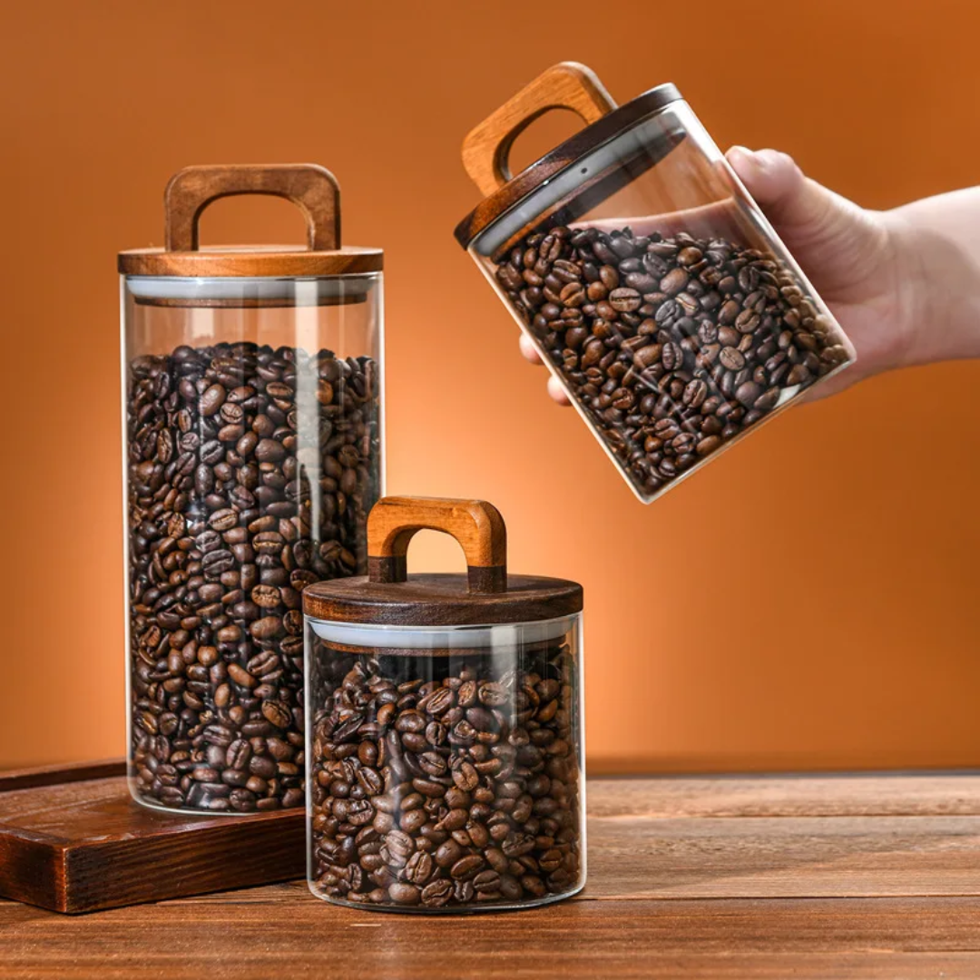 Glass Storage Jars With Wooden Lids