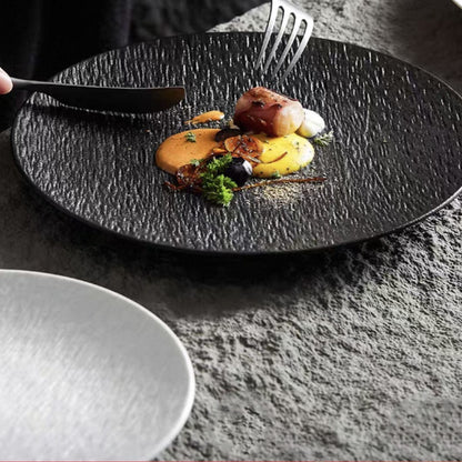 Rock Stone Texture Ceramic Steak Plate 10 Inch