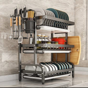 3 tier carbon steel dish rack for drying and organizing kitchen dishes and utensils. 🍽️