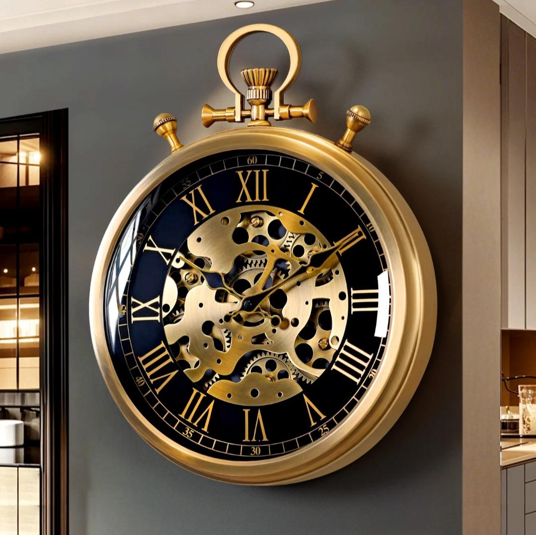 60cm Golden Vintage Gear Wall Clock