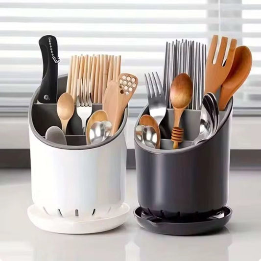 2Pcs Plastic Cutlery Storage Holder And Drainer