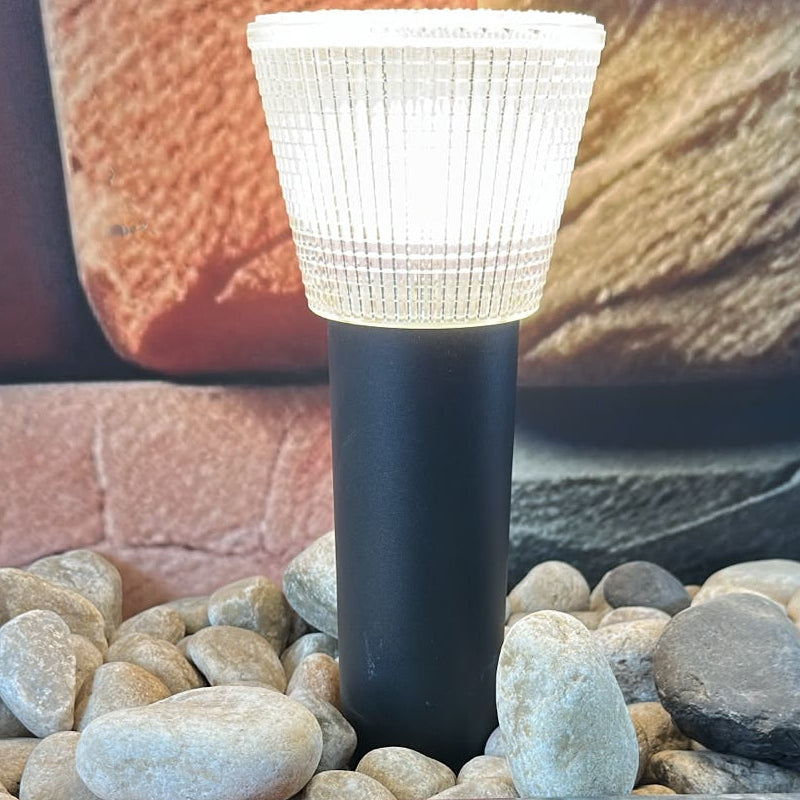 Black aluminium outdoor bollard light with E27 lamp holder for pathway and landscape lighting LL 506P-03-BK - Gemelli Collection