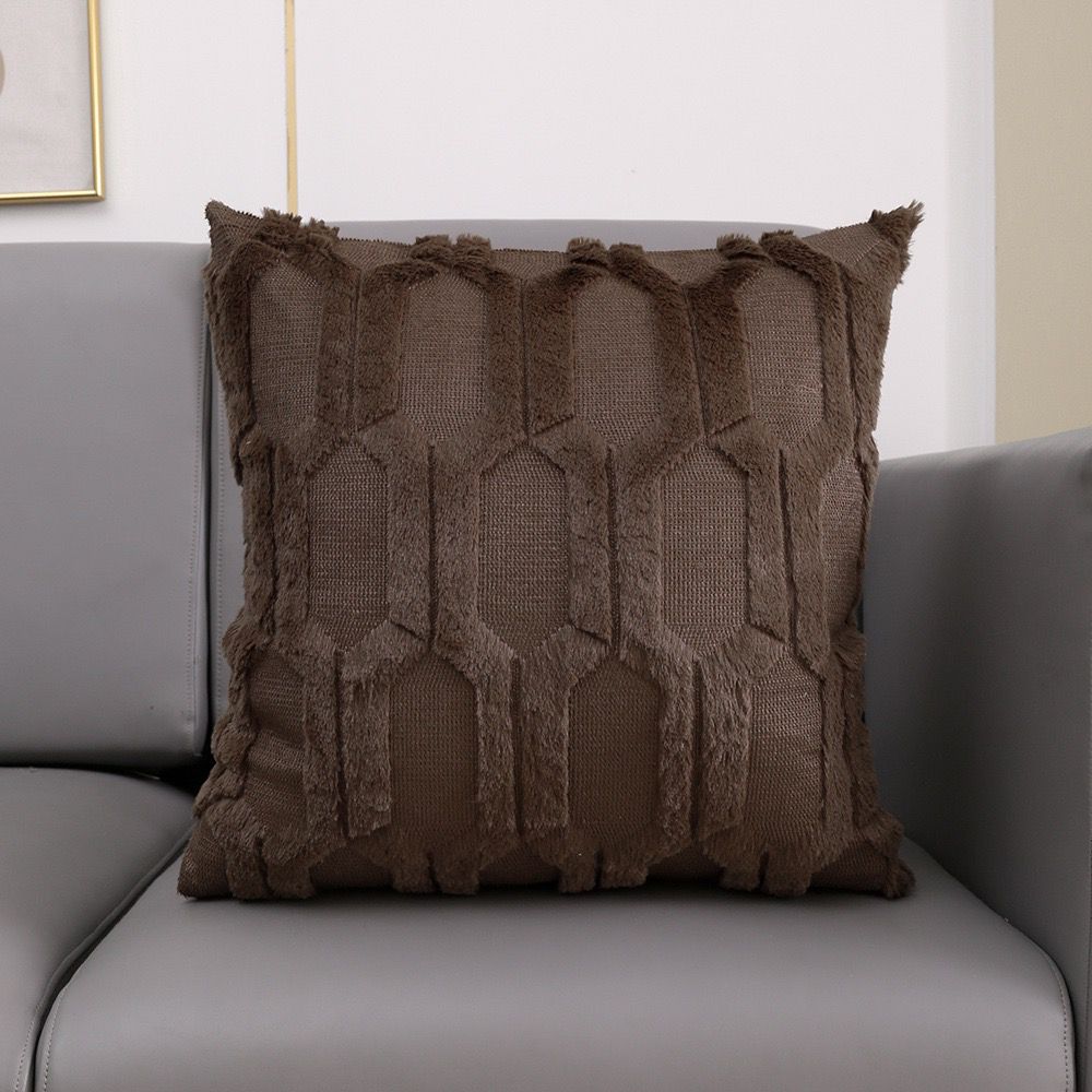 Fluffy geometric cushion cover 45x45cm