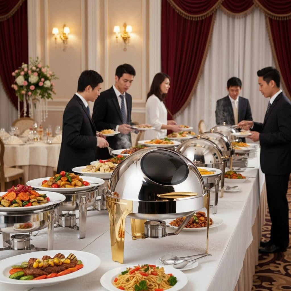 Chafing Dish with Gold Stands