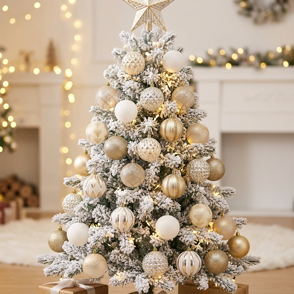 24 Piece 6cm Christmas Baubles Set with Assorted Finishes