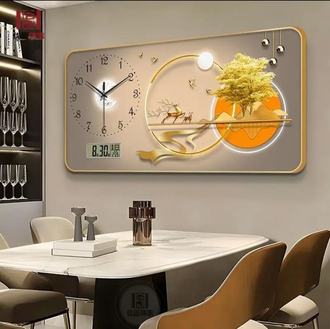 Analog and digital wall clock with built-in calendar display for home or office use