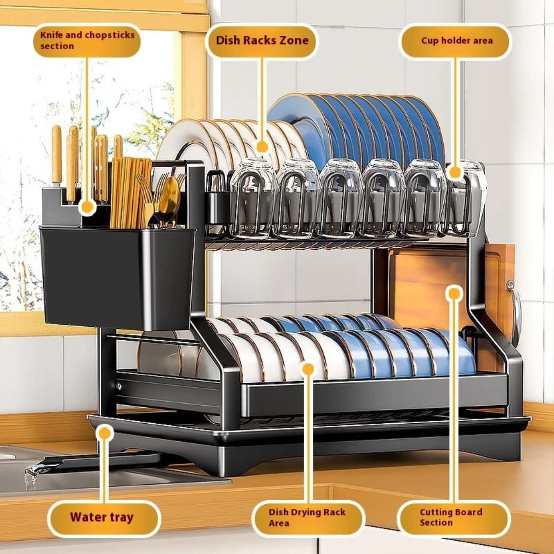 2 Tier Carbon Steel Dish Drying Rack