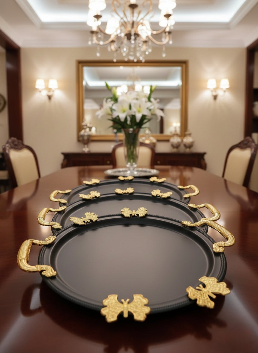 Elegant 3-Piece Stainless Steel Serving Tray Set