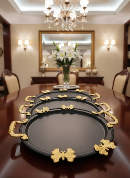 Elegant 3-Piece Stainless Steel Serving Tray Set