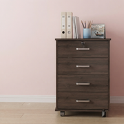 Wooden multi purpose storage cabinet with drawer, open shelves and wheels, 37 × 34 × 65cm