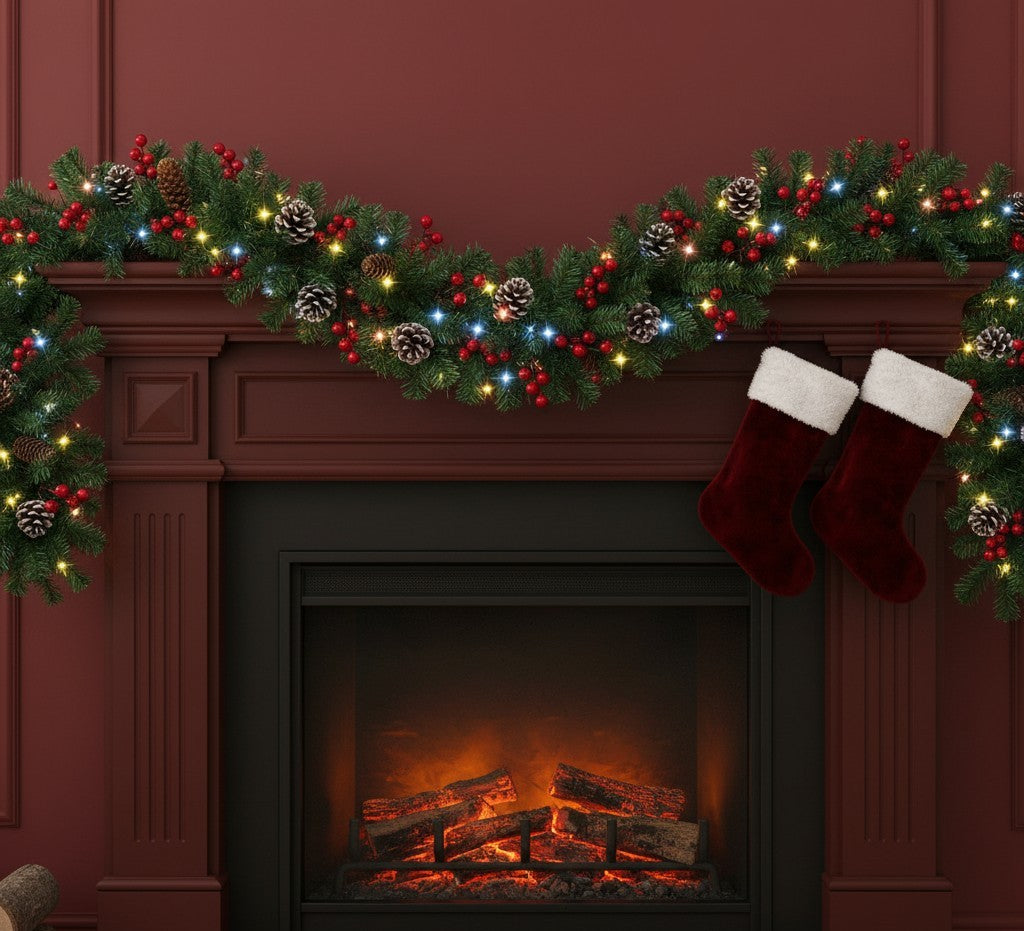 2.7M Christmas Garland With LED Lights