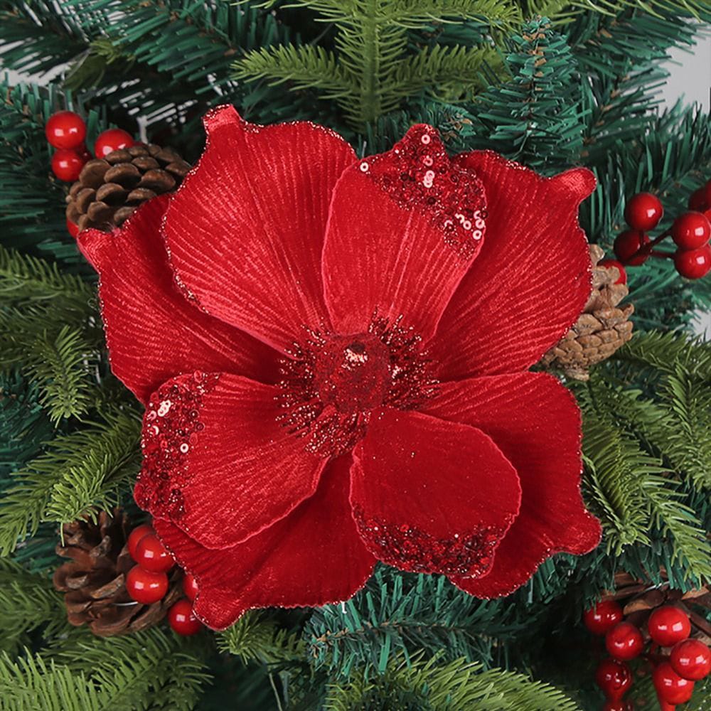 Red Artificial Christmas Flower Pendant