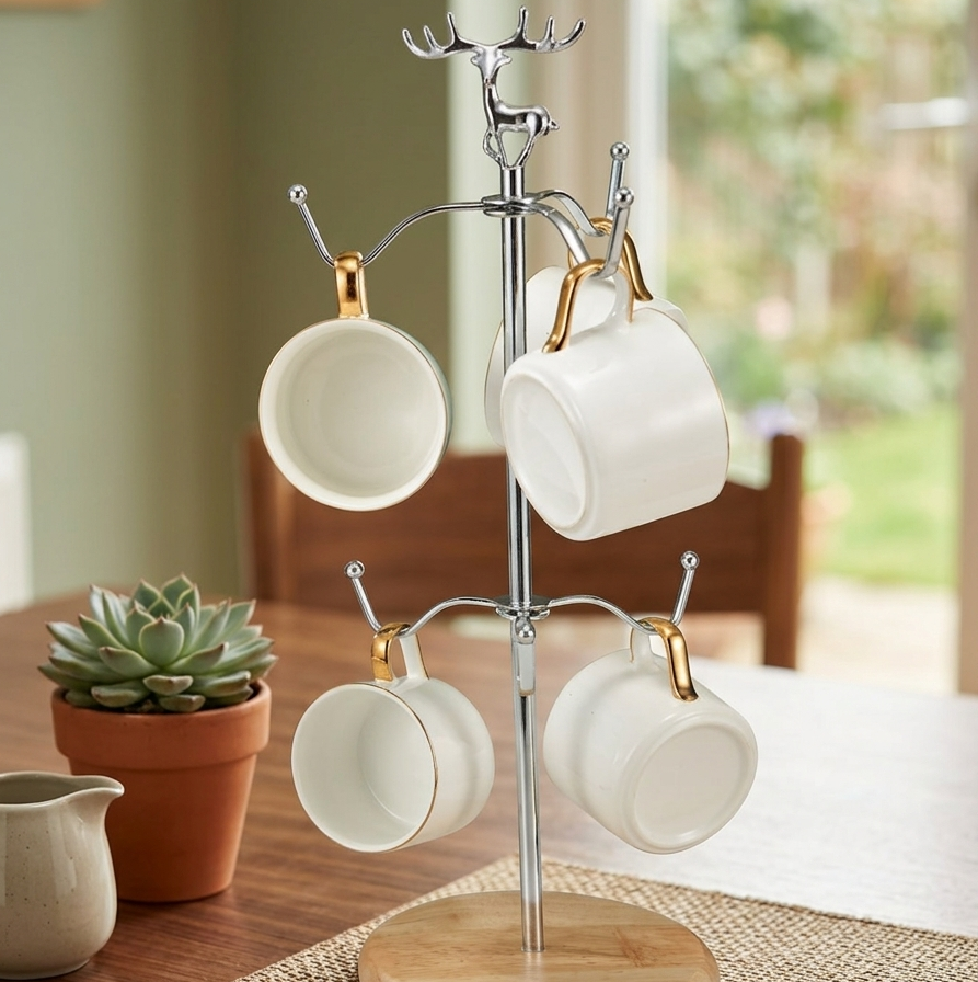 Cup Holder Organizer With Bamboo Base